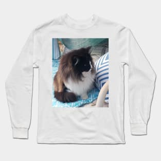 Tuxedo Cat Cute Blue Cats Long Sleeve T-Shirt